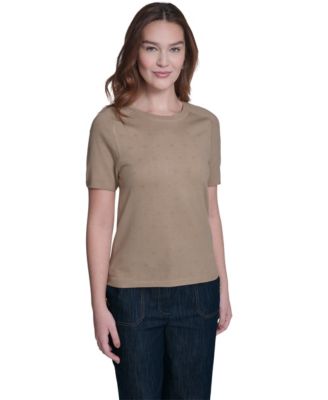 Women's Pointelle Short-Sleeve Sweater