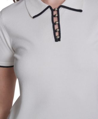 Women's Collared Tipped Polo Sweater