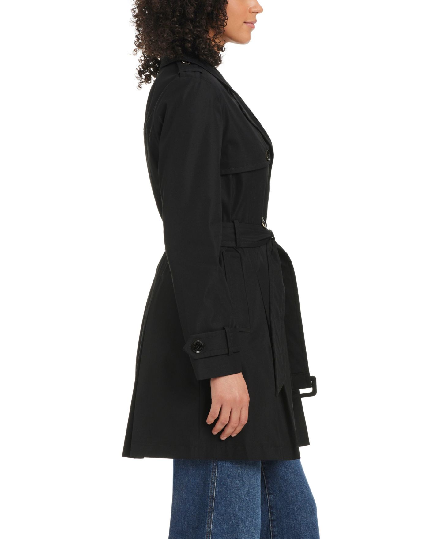 Женское пальто kate spade new york Short Double-Breasted Trench, цвет: Чёрный — фото 4