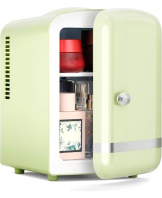 Retro Mini Fridge, Compact Refrigerator with 4L Capacity/6 Cans Cooler & Warmer, Removable Shelf for Skincare, Beverages, Cosmetics