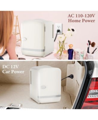 Retro Mini Fridge, Compact Refrigerator with 4L Capacity/6 Cans Cooler & Warmer, Removable Shelf for Skincare, Beverages, Cosmetics