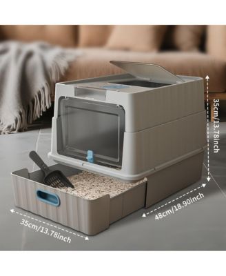 Easy-Clean Cat Litter Box with Pull-Out Drawer