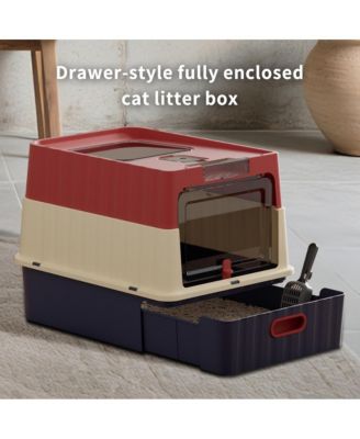 Easy-Clean Cat Litter Box with Pull-Out Drawer