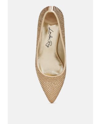 Womens Dinah Rhinestones Embellished Kitten Heel Pumps