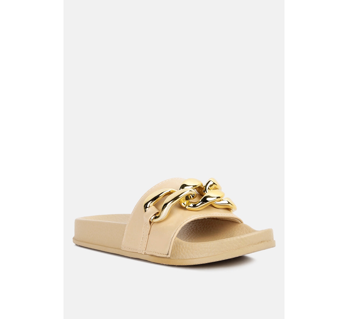Womens Ishtar Metallic Chain Metal Slid Flats