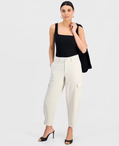 Petite High-Rise Cargo Pants - Soft Cream