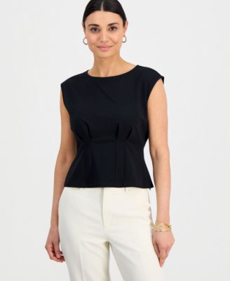 Petite Sleeveless Seamed Ponte Top
