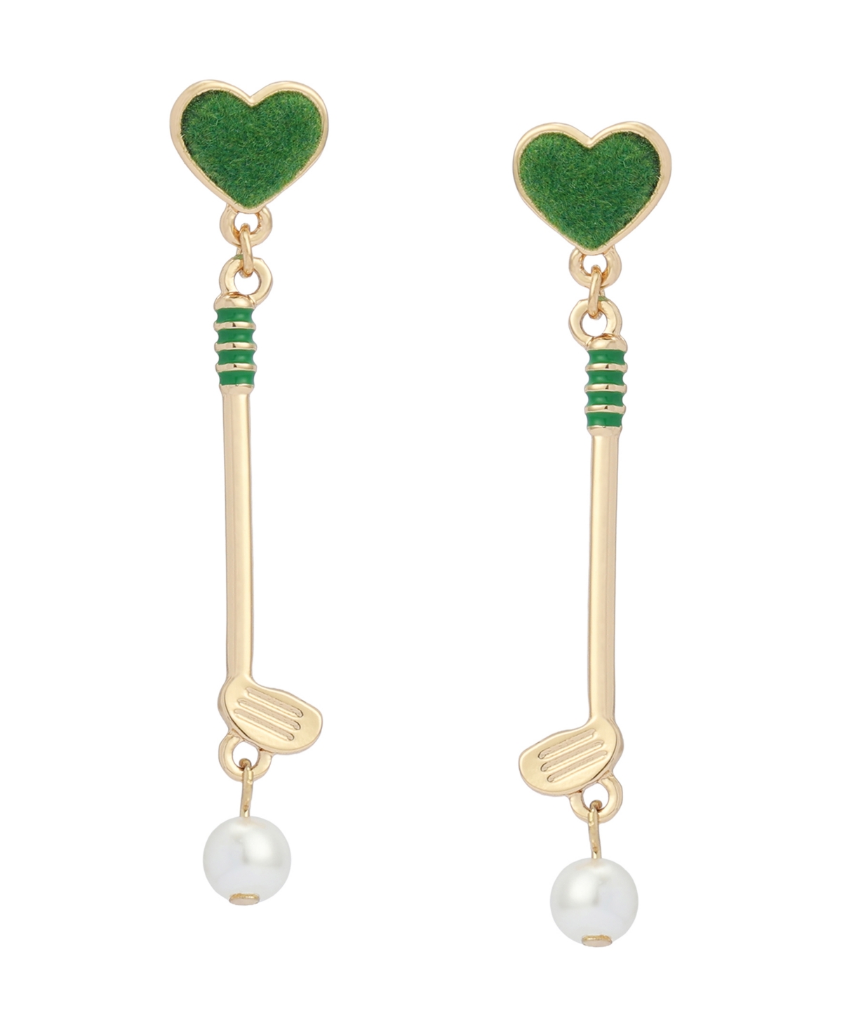 Betsey Johnson Faux Mother of Pearl Stone Golf Club Drop Earrings