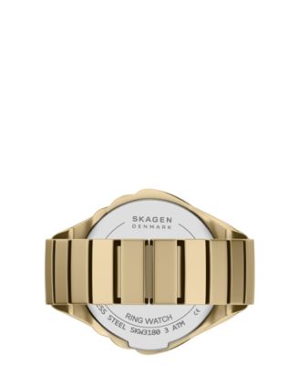 Women's Ring Watch Quartz Two-Hand Gold Stainless Steel Watch, 24mm