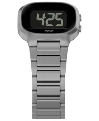 Men's Mellem Digital Lcd Gunmetal Stainless Steel Watch, 38mm