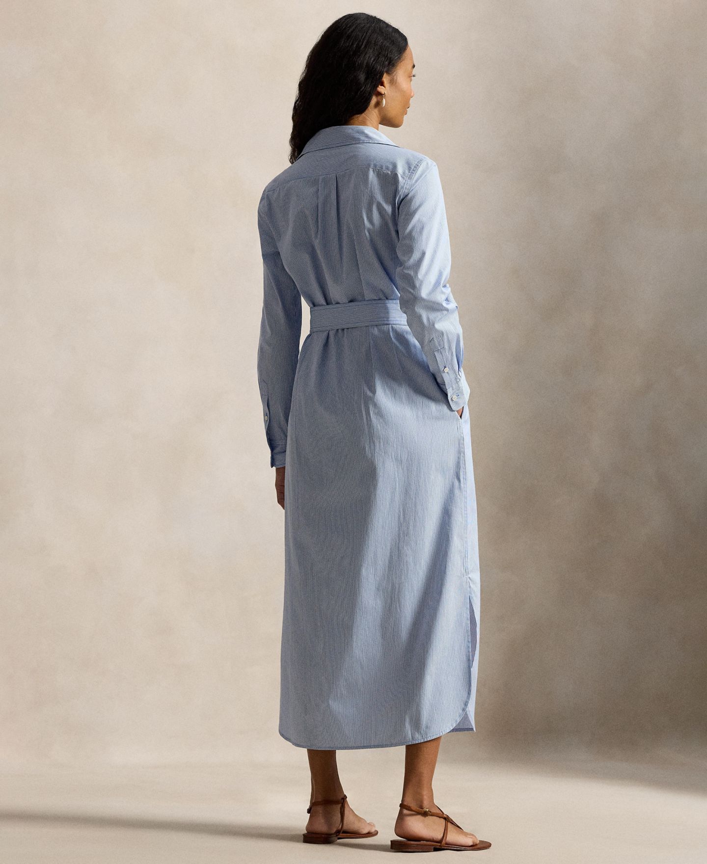 Женское платье Polo Ralph Lauren Long-Sleeve Collared Shirt Dress, цвет: Средний синий — фото 5
