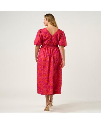 Plus Size Aura Falls V-Neck Tie-Front Midi Dress