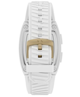 Armani Exchange Men's LCD White Silicone Watch, 42mm