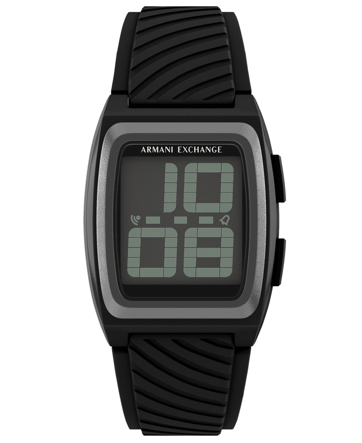 Armani Exchange Men's Lcd Black Silicone Watch, 42mm