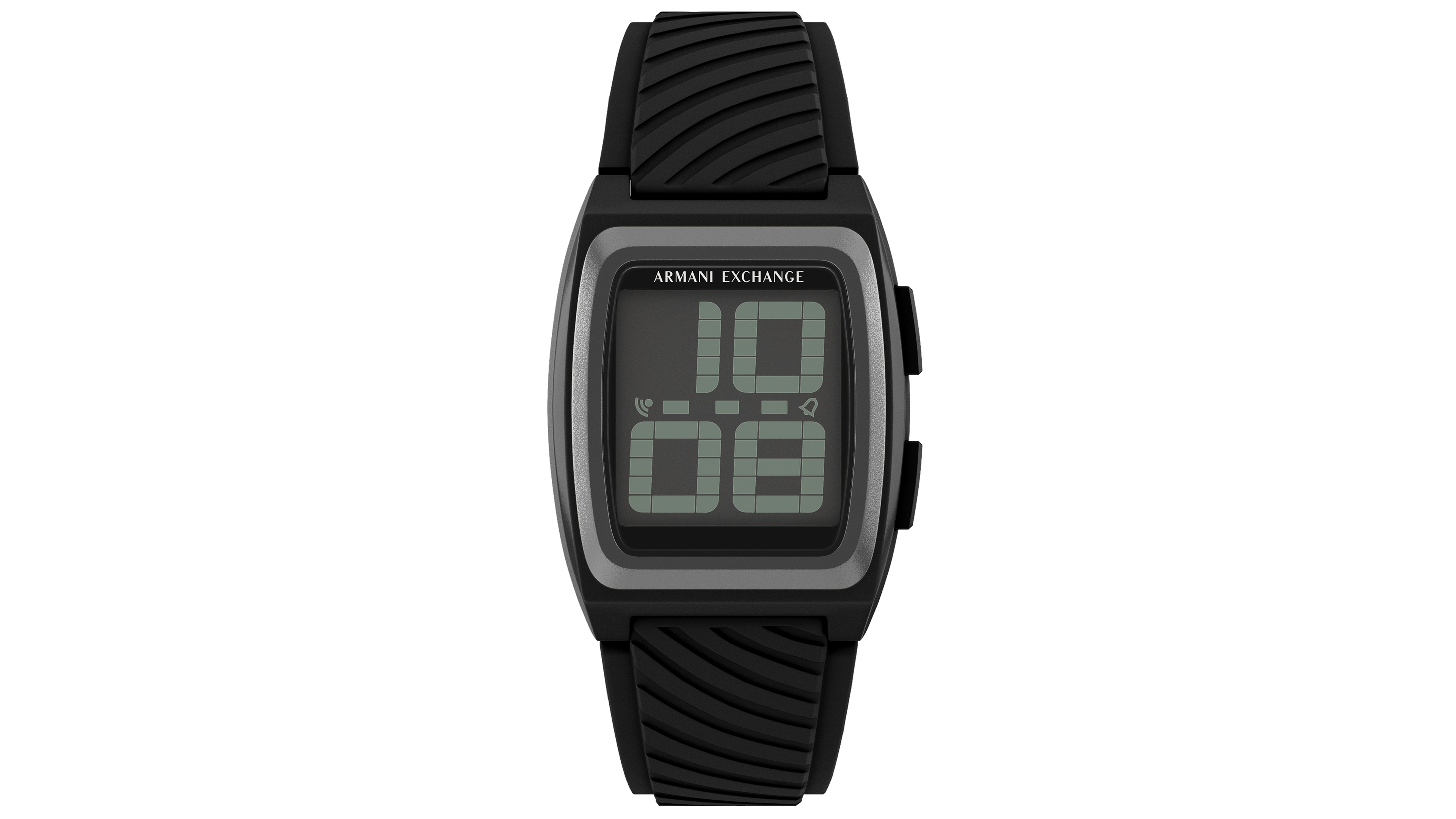 Armani Exchange Men's Lcd Black Silicone Watch, 42mm