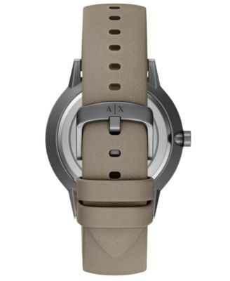Armani Exchange Men's Quartz Three-Hand Gray Leather Watch, 42mm