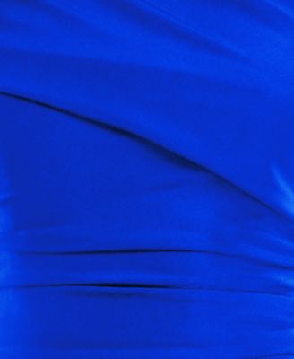 Juniors' One-Shoulder Draped Floor-Sweeping Gown