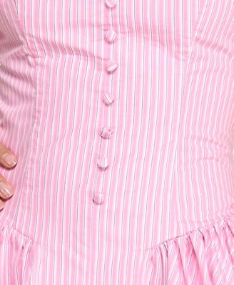 Juniors' Sleeveless Button-Front Stripe Dress