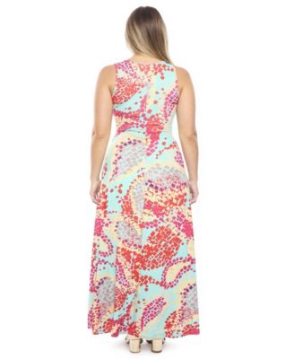 Plus Size Abstract Scoop Neck Maxi Dress
