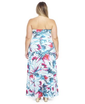Plus Size Butterfly Strapless Pocket Maxi Dress