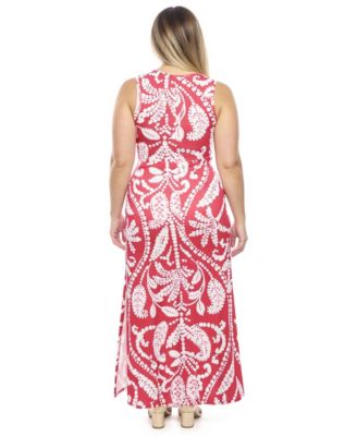 Plus Size Paisley Side Slit Bodycon Maxi Dress