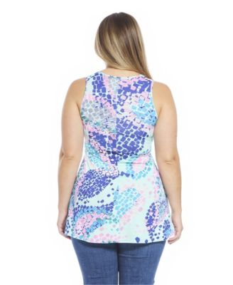 Plus Size Abstract Scoop Neck Tunic Tank Top