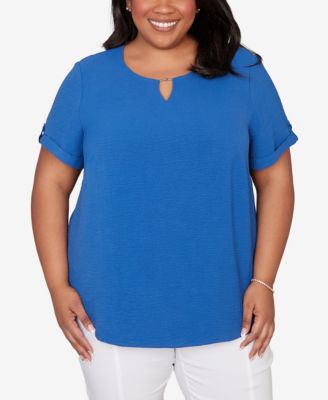 Plus Size The Royal Treatment Solid Rolled Short sleeve Top