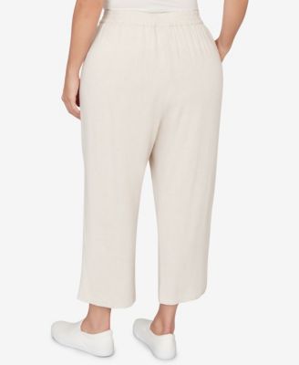 Plus Size Natural Wonder Linen Elastic Waist Ankle Pants
