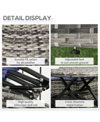 Daybed Patio Furniture Set, Chairs, Sofa, Table Ottoman, Dark Blue