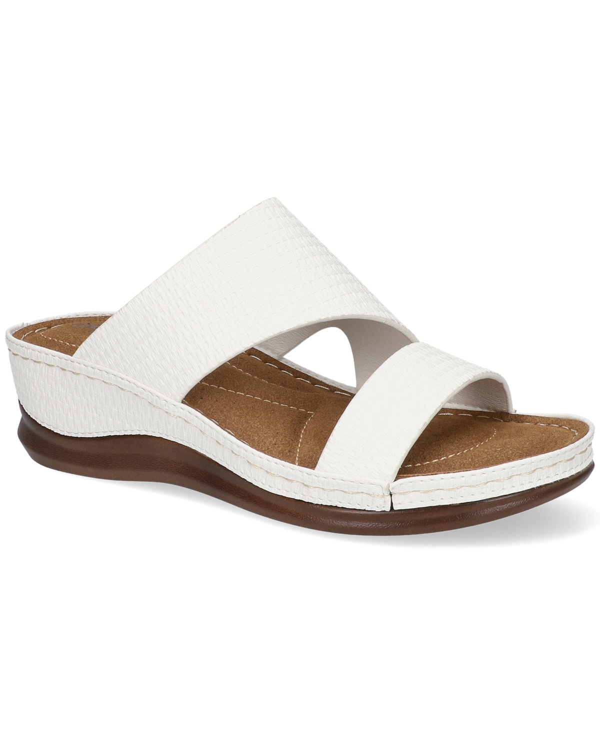 Easy Street Women's Larrain Wedge Slide Sandals - White Woven