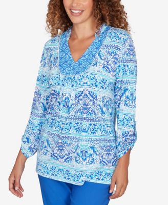 Petite Woodblock Twin Printed Knit Top