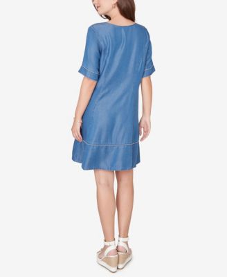 Petite Lace-Up Neck Tipped Dress