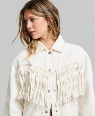 Women's Fringe-Trim Denim Jacket