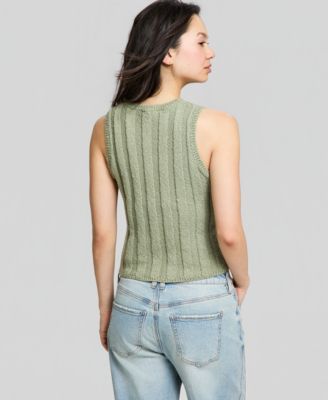 Women's Slub Ribbed Sweater Tank Top