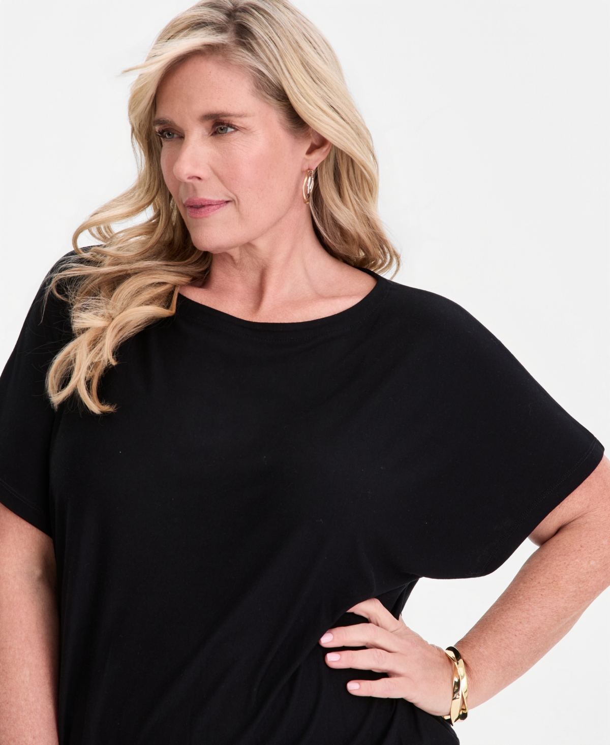 Jm Collection Plus Banded-Bottom T-Shirt, Macy's Exclusive