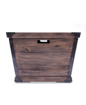 32 Inch W 24 Inch H Square Concrete Gas Fire Pit Brown Wood Pattern 40000 BTU Tank Inside