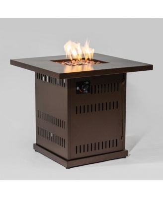 28 Inch Propane Gas Fire Pit Table 50000 BTU Square Steel Brown for Outdoor Patio Deck Garden Courtyard