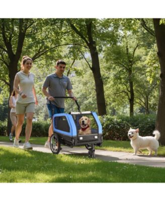 Dog Bike Trailer 2-in-1 Pet Carrier 88 LB Capacity with Leash Attachment