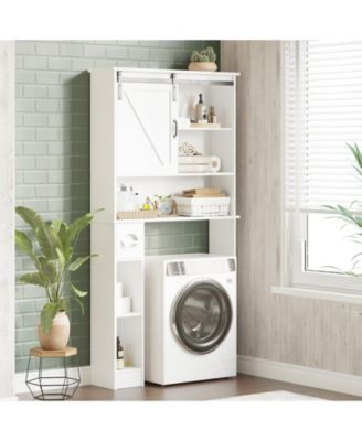 65.4" h Bathroom Shelf over with Sliding Barn Door, for Bathroom, Laundry