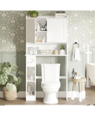 65.4" h Bathroom Organizer with Double Doors, Adjustable Shelves, for Small Bathrooms