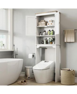 66.3" h Bathroom Cabinet with Double Doors and Adjustable Shelves, Small Bathrooms