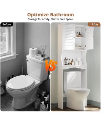 66.7" h Bathroom Organizer with Anti-Tip Device, Ventilated Louvered Doors, for Bathroom