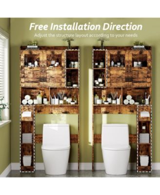 67.4" h Bathroom Storage Organizer with Glass Door, for Toilet, Laundry Room