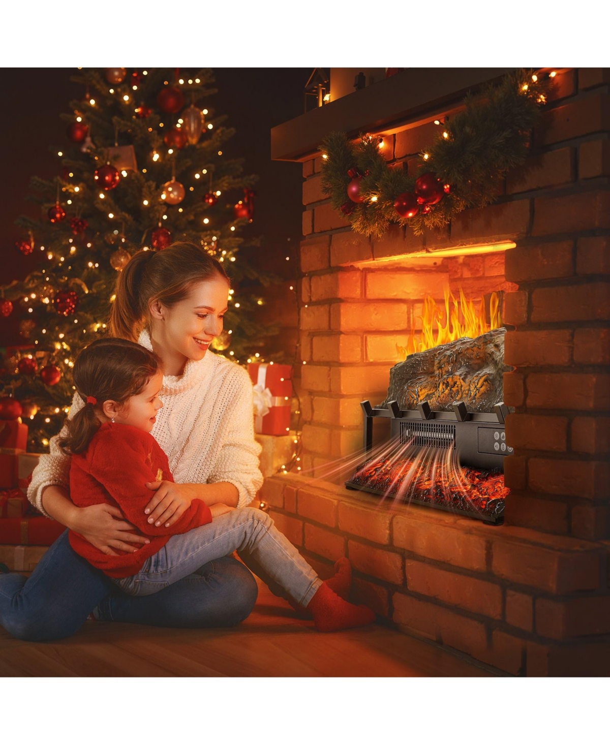 Sugift Electric Fireplace Log 23" Insert Heater with Remote Flames Timer