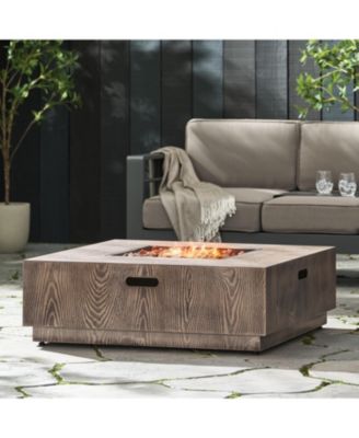 Wellington Square Iron Fire Pit with Wood Pattern 50000 BTU Tank Outside