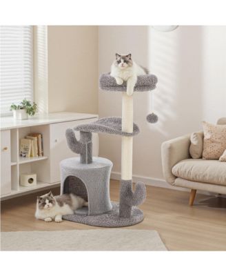 33" Small Cat Tree Tower: Scratching Post with Curved Bed