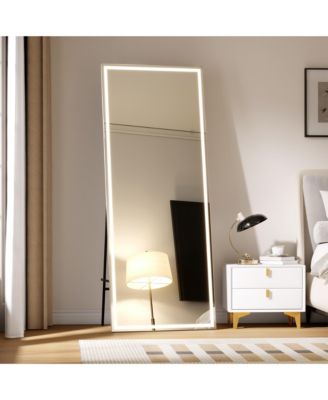71"x 28" Full Body Mirror with LED Light, Floor Mirror, dimming 3 Colors Lighting Bedroom Bathroom
