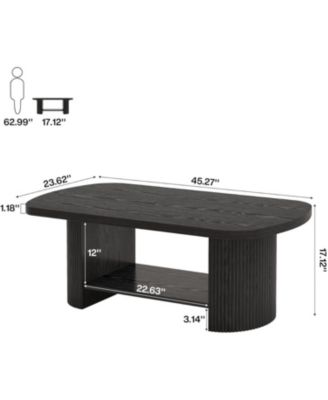 Oval Coffee Table, 45.27" Mid-Century Accent Table