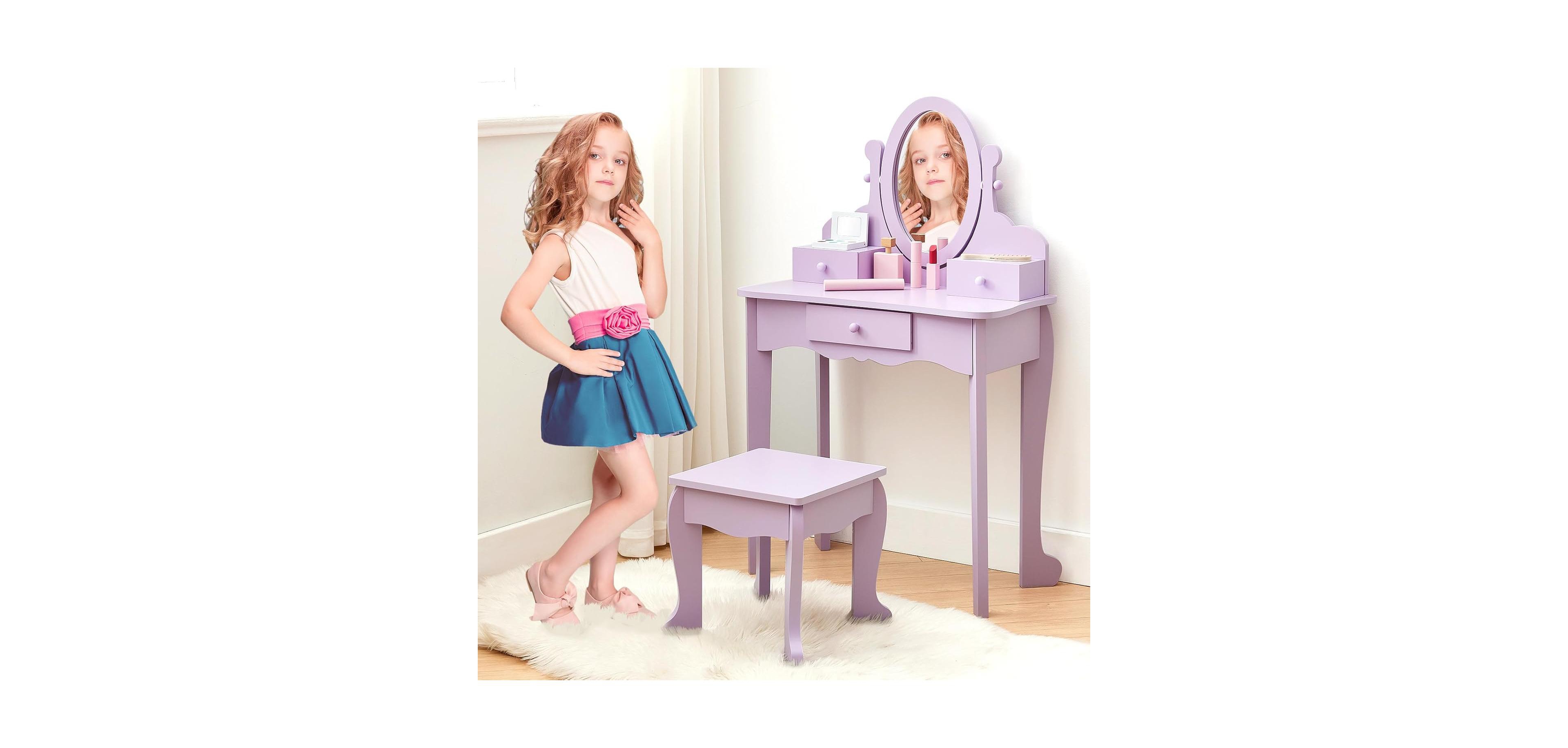 Gaomon Kids Vanity Set Mirror and Drawers