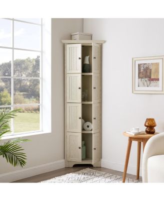 4-Tier 72" Corner Kitchen Pantry Storage Cabinet with 8 Doors